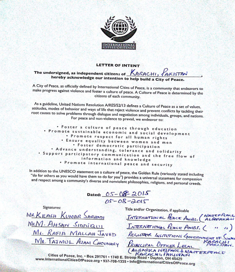 Karachi, Pakistan International Cities of Peace