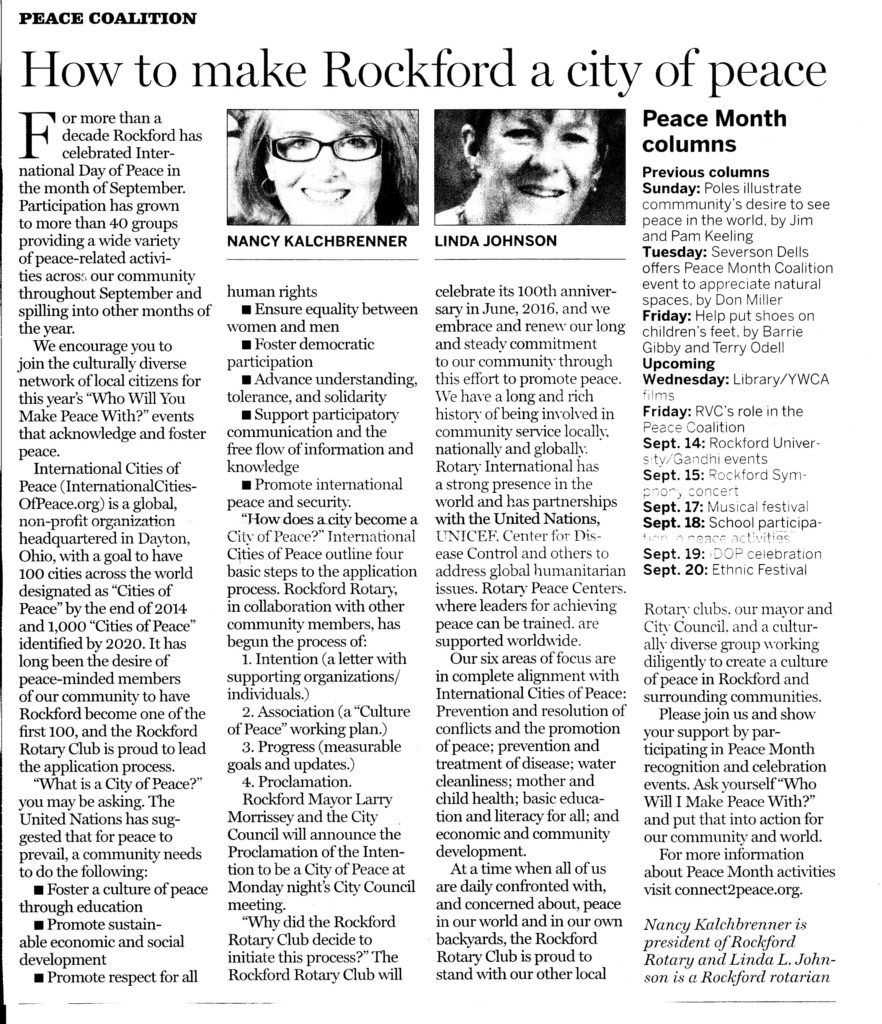 Rockford, Illinois, U.S.A. International Cities of Peace